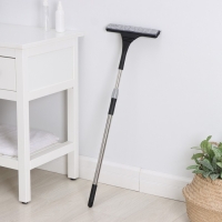 Окномойка с насадкой из микрофибры Raccoon, гибкая, стальная телескопическая ручка, 28&times;2,5&times;80(117) см, цвет чёрный