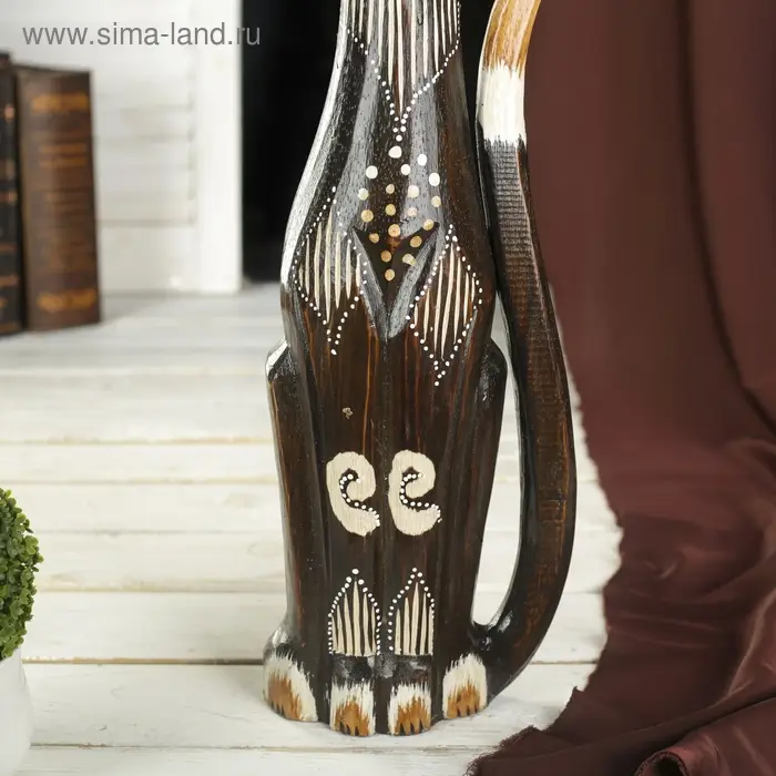 Сувенир дерево "Кошка коричневая с узором" 7х17х50 см