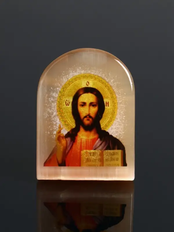 Икона Господь Вседержитель, 6х5 см, селенит