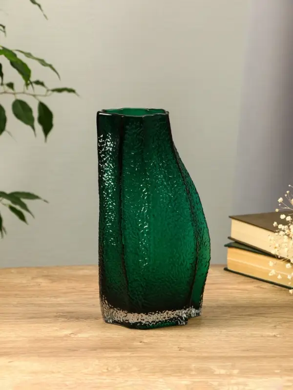 Ваза стекло настольная "Дженис" 25х12х8 см, зелёный