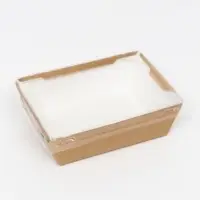 Контейнер с прозрачной крышкой, крафт, 0,4 л, 14,5 х 9,5 х 4, 5 см