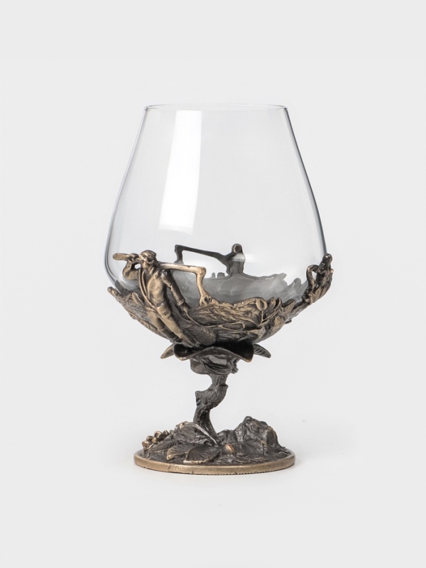 Бокал для коньяка 550 мл "Рыбалка", подарочный, бронза