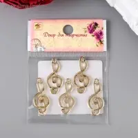 Металлический элемент, декоративная подвеска &laquo;Арт Узор. Скрипичный ключ&raquo;, золото, 2.9&times;1.3 см