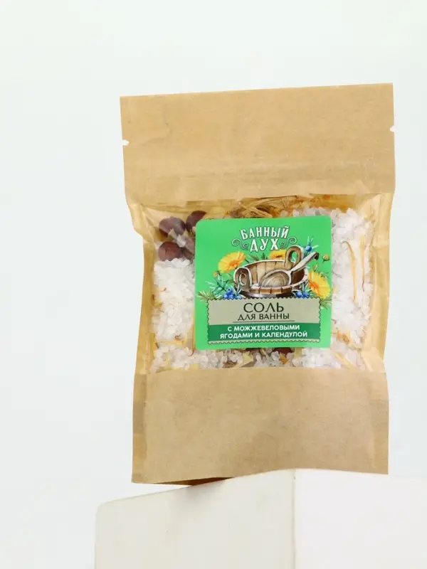 Банный Дух Соль для ванны с можжевеловыми ягодами и календулой, 150 г.