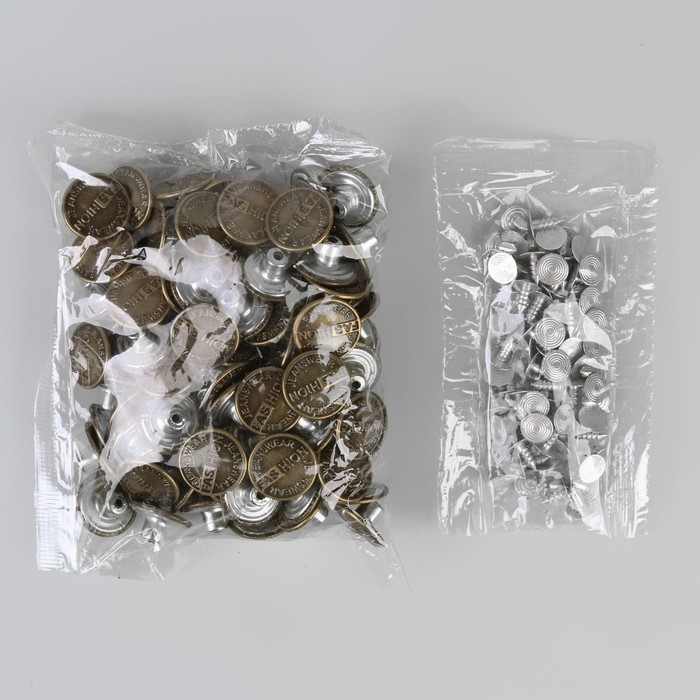 Набор джинсовых пуговиц, 17 мм, 100 шт, цвет бронзовый