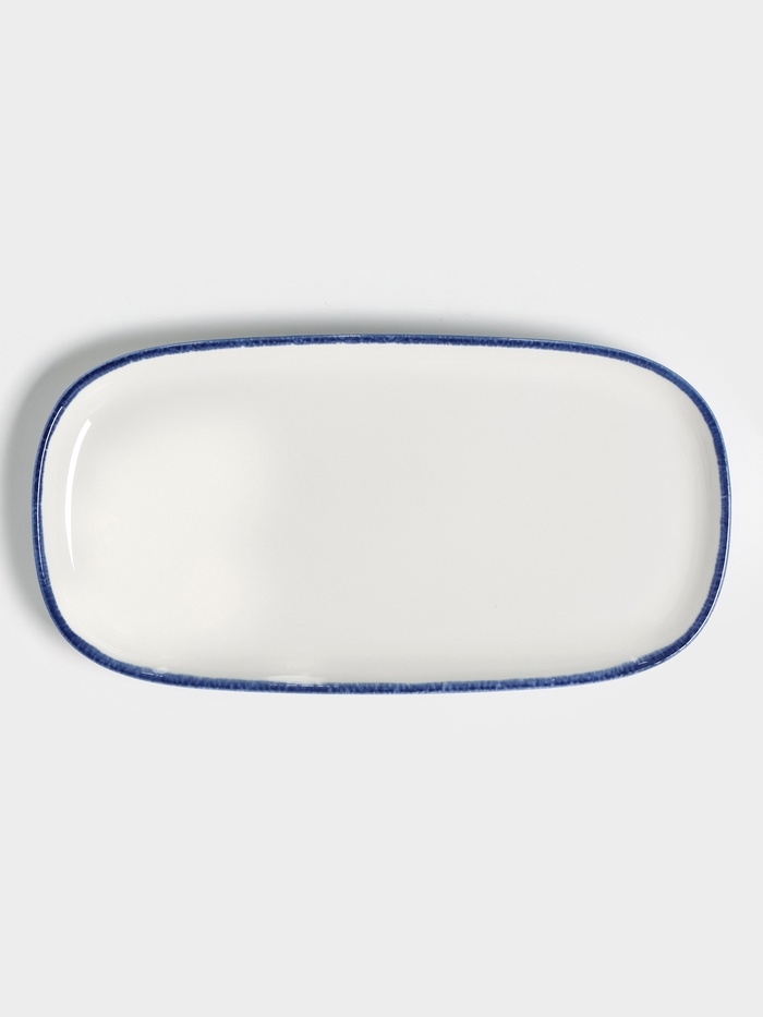 Блюдо овальное Blue Lagoon Magistro 34.5 см, белое, синий