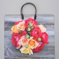 Пакет "Волшебный букет", полиэтиленовый с пластиковой ручкой, 38 х 34 + 3 см, 90 мкм