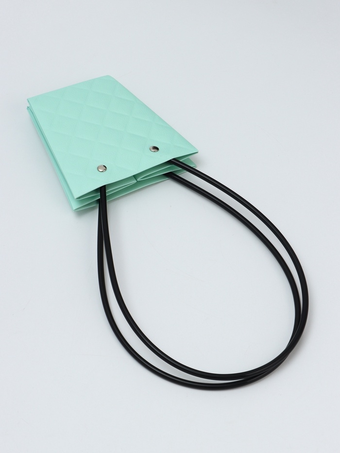 Сумка для цветов тиснение мята влагостойкая, 12x12-8x8-12.5 см