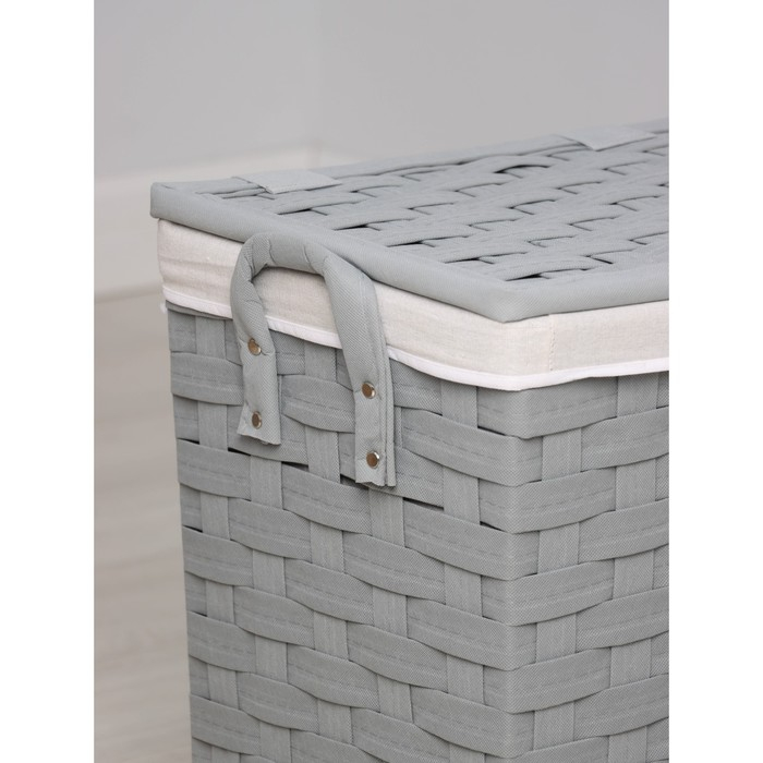 Корзина для белья Доляна &laquo;Плетение&raquo;, с крышкой, 46&times;34&times;50 см, цвет серый