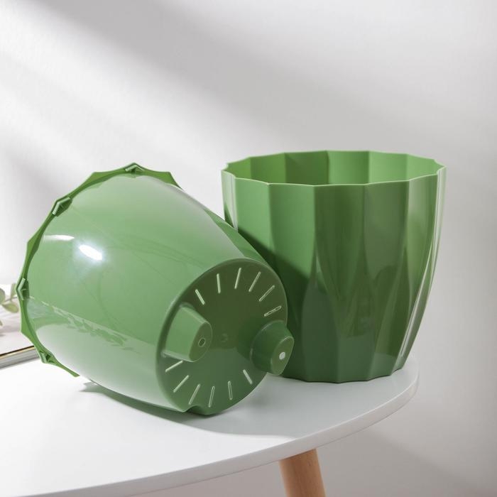 Кашпо для цветов со вставкой &laquo;Флюте&raquo;, 3 л, цвет малахит