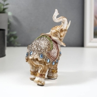 Сувенир полистоун "Слон в попоне с сапфирами" МИКС под дерево 14х13х6 см