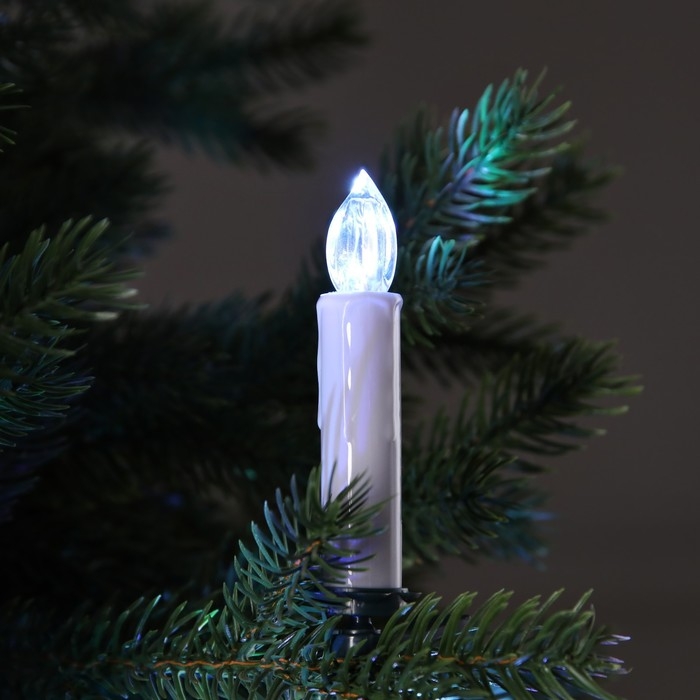 Светодиодные свечи на прищепках 10 см, 10 штук, батарейки ААх1 (не в комплекте), пульт ДУ, свечение мульти (RGB) Светодиодные свечи на прищепках 10 см, 10 штук, батарейки ААх1 (не в комплекте), пульт ДУ, свечение мульти (RGB)