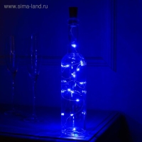 Гирлянда &laquo;Нить&raquo; 1 м роса с пробкой, IP20, серебристая нить, 10 LED, батарейки LR44х3 (в комплекте), свечение синее