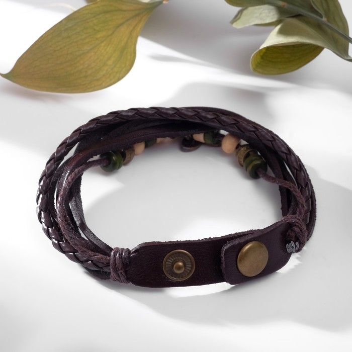 Браслет кожа &laquo;Бабочка малая&raquo; хиппи, цвет коричневый, L=22,5 см