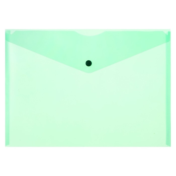 Набор папок-конвертов на кнопке 5 штук, А4, 120 мкм, Calligrata, прозрачные, зеленые