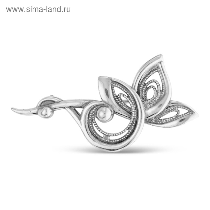 Брошь &laquo;Цветок&raquo;, посеребрение с оксидированием