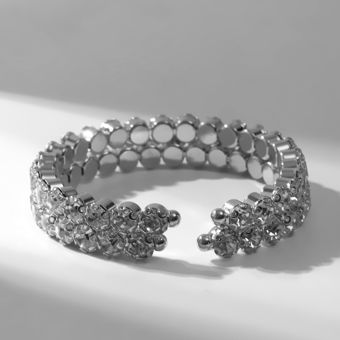 Браслет со стразами «Шайн» 2 ряда, цвет белый в серебре Браслет со стразами «Шайн» 2 ряда, цвет белый в серебре