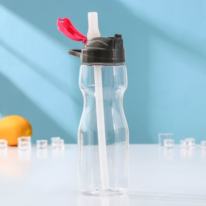 Бутылка с трубочкой &laquo;Глория&raquo;, 700 мл, 9,5&times;7,6&times;24 см, тритан, цвет МИКС