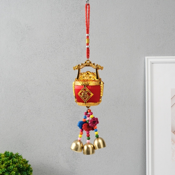 Колокольчик металл "Бочонок с золотом - богатство" 6,5х7,2х31,5 см