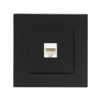 Розетка компьютерная одноместная TOT Glossy Glass, скрытая, стекло, черная