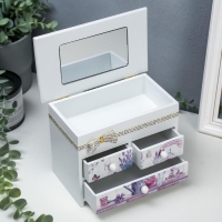 Шкатулка дерево комод 3 ящика "Лаванда" 14,9х19,8х11,4 см