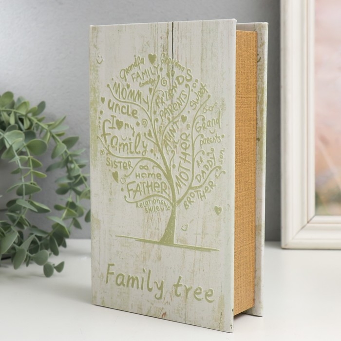Сейф-книга дерево кожзам "Древо семьи" 21х13х5 см