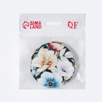 Зеркало складное &laquo;Цветочки&raquo;, d = 7,5 см, с увеличением, искусственная кожа, рисунок МИКС