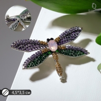 Брошь &laquo;Стрекоза&raquo;, цветная в чернёном серебре