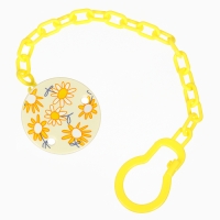 Набор: Соска - пустышка с держателем &laquo;Цветы&raquo;, ортодонтическая, +6 мес, цвет желтый