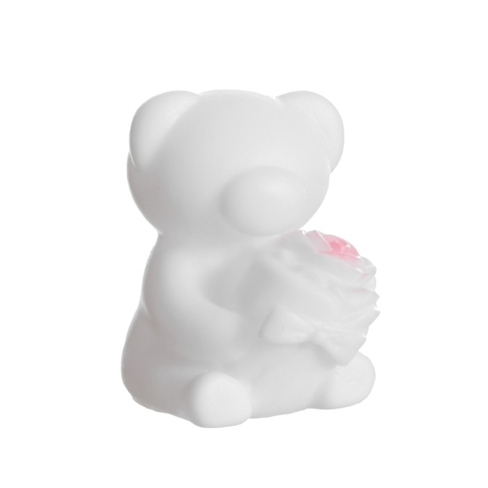 Ночник "Мишка с розой" 2Вт LED LR44 белый 4х5,5х7см