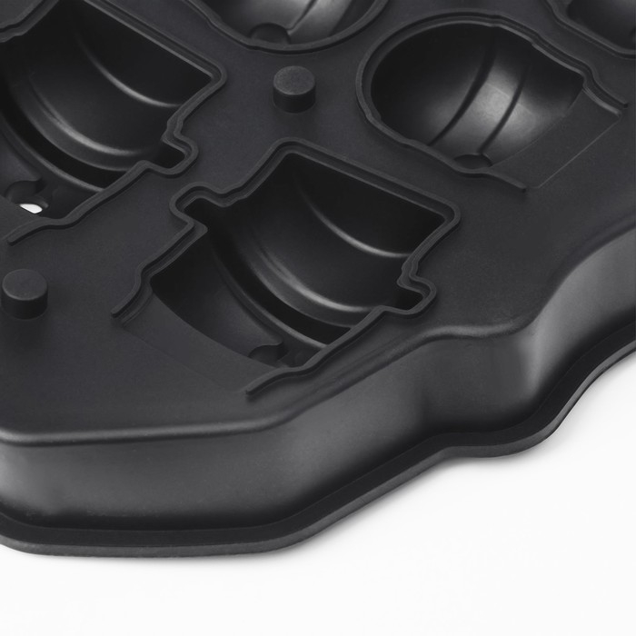 Форма для льда Доляна &laquo;Черепа&raquo;, силикон, 6 ячеек, 18&times;12&times;3,5 см, цвет чёрный