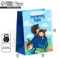 Пакет подарочный ламинированный вертикальный, упаковка, &laquo;Лучшему папе&raquo;, MS 18 х 23 х 10 см