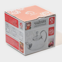 Чайник стеклянный заварочный с металлическим ситом Доляна &laquo;Элегия&raquo;, 600 мл, 19&times;13&times;12,5 см