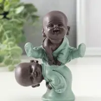 Сувенир полистоун "Маленькие будды - игра в чехарду" зелёно-коричневый 4,7х9,3х11 см