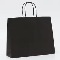 Пакет крафт черный, круглая ручка, 32 х 11 х 26 см, 120 г