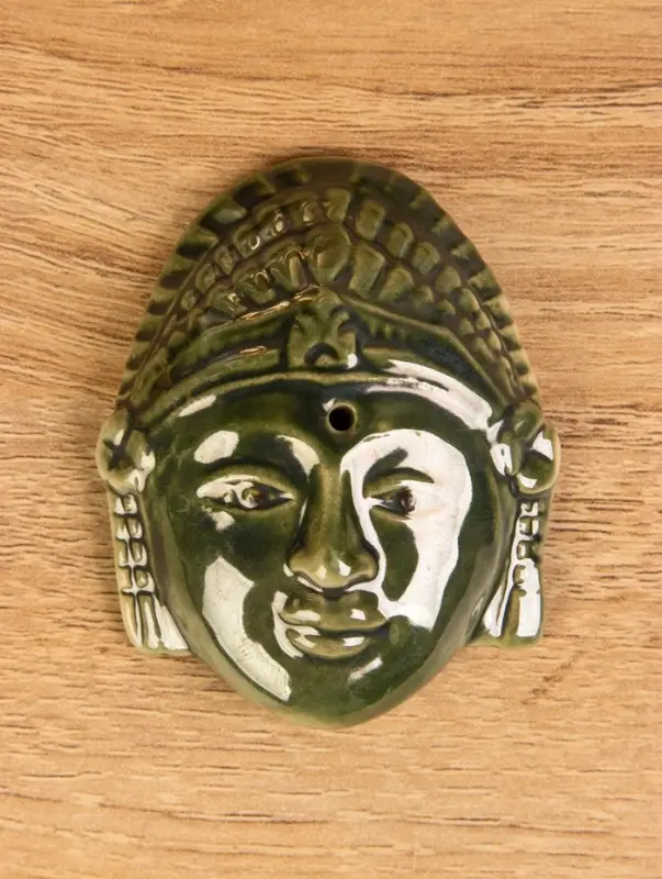 Подставка под благовония "Лицо Будды" керамика, цв. зелёный, 7х5,5х1,5 см