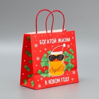 Пакет подарочный новогодний крафтовый &laquo;Что-то на богатом&raquo;, 22 х 22 х 11 см