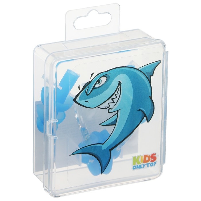 Набор для плавания ONLYTOP &laquo;Акула&raquo;: зажим для носа, беруши, цвет синий