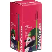 Ручка шариковая ErichKrause Neo Stick Panda Hugs, 0.7 мм, с рисунком, синяя