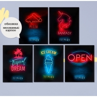 Комплект тетрадей из 5 штук, 36 листов в клетку Calligrata "Неон", обложка мелованный картон, блок офсет