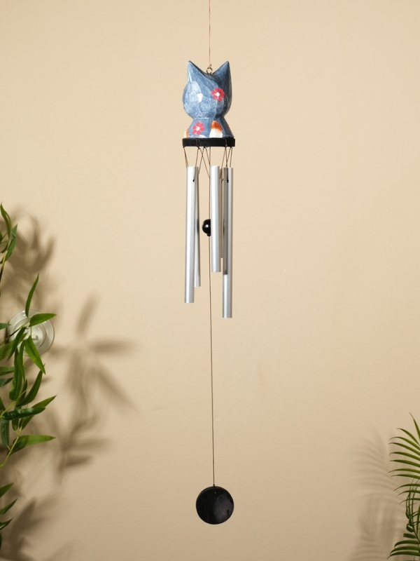 Музыка ветра "Кот" дерево, алюминий 9х8х100 см