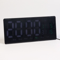 Часы электронные настенные, календарь и термометр, 36.2 х 15.5 см, белые цифры 10 х 4.5 см   1076627