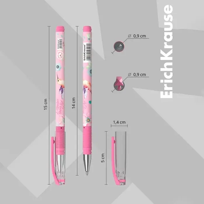 Ручка шариковая ErichKrause ColorTouch Colibri, узел 0.7 мм, чернила синие, покрытие Soft Touch, длина линии письма 2000 метров