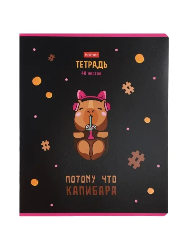 Тетрадь 48л кл Hatber "Потому что Капибара", на скобе, скругл углы, 60-65г/м&sup2; 5В МИКС