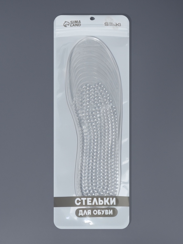 Стельки (полиэстер, силикон) на кл осн универс 36-45р-р 28,5см (пара) прозрач пак SS