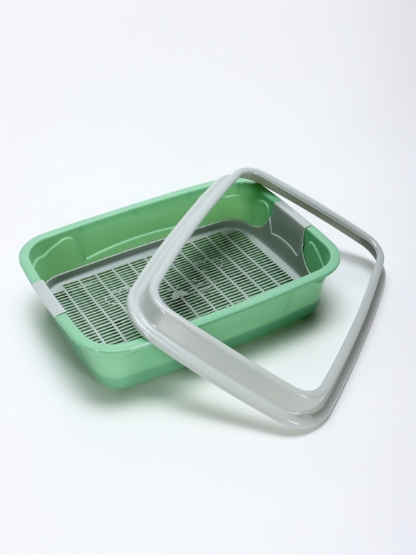 Туалет с бортом с сеткой,  45х34х15 см, серый/оливковый