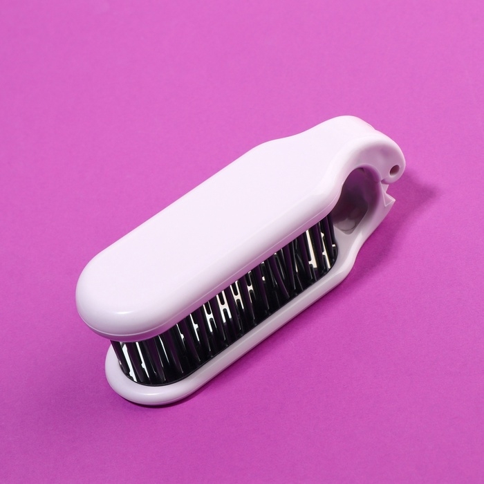 Расчёска массажная, складная, с зеркалом, 3 &times; 10 см, цвет пыльно-розовый