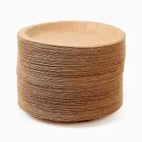 МП Тарелка одноразовая "Крафт" с бортом, картон, 18 см  (100 шт.)