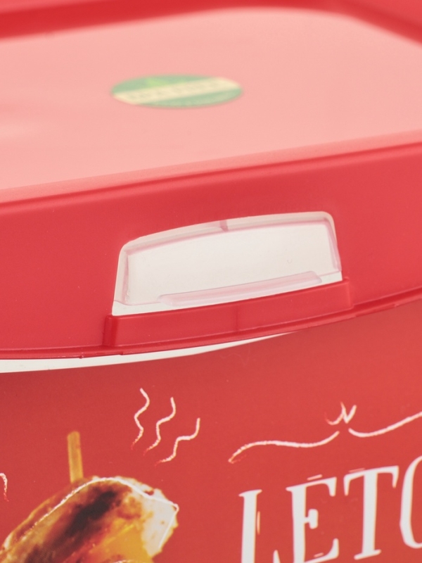 Контейнер для шашлыка c ручкой &laquo;Leto&raquo;, 6 л, пластик, прозрачный, крышка красная