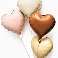 Воздушные шары фольгированные 17" "Сердце" цвет шоколадный сатин, набор 5 штук